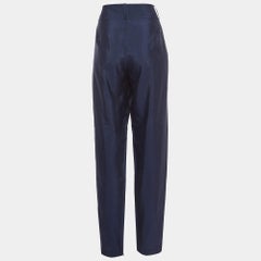 Giorgio Armani Navy Blue Silk Blend Trousers L