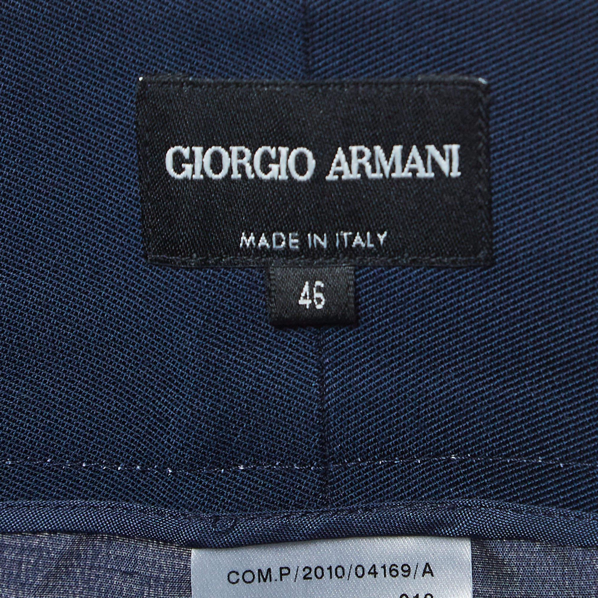 Giorgio Armani Marineblaue Hose aus Seidenmischung L im Zustand „Gut“ im Angebot in Dubai, Al Qouz 2