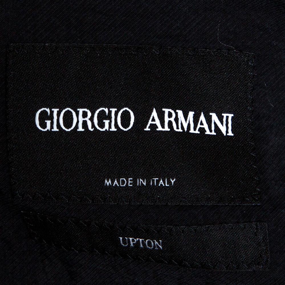 Giorgio Armani Navy Blue Silk Button Front Blazer XXL In Good Condition In Dubai, Al Qouz 2