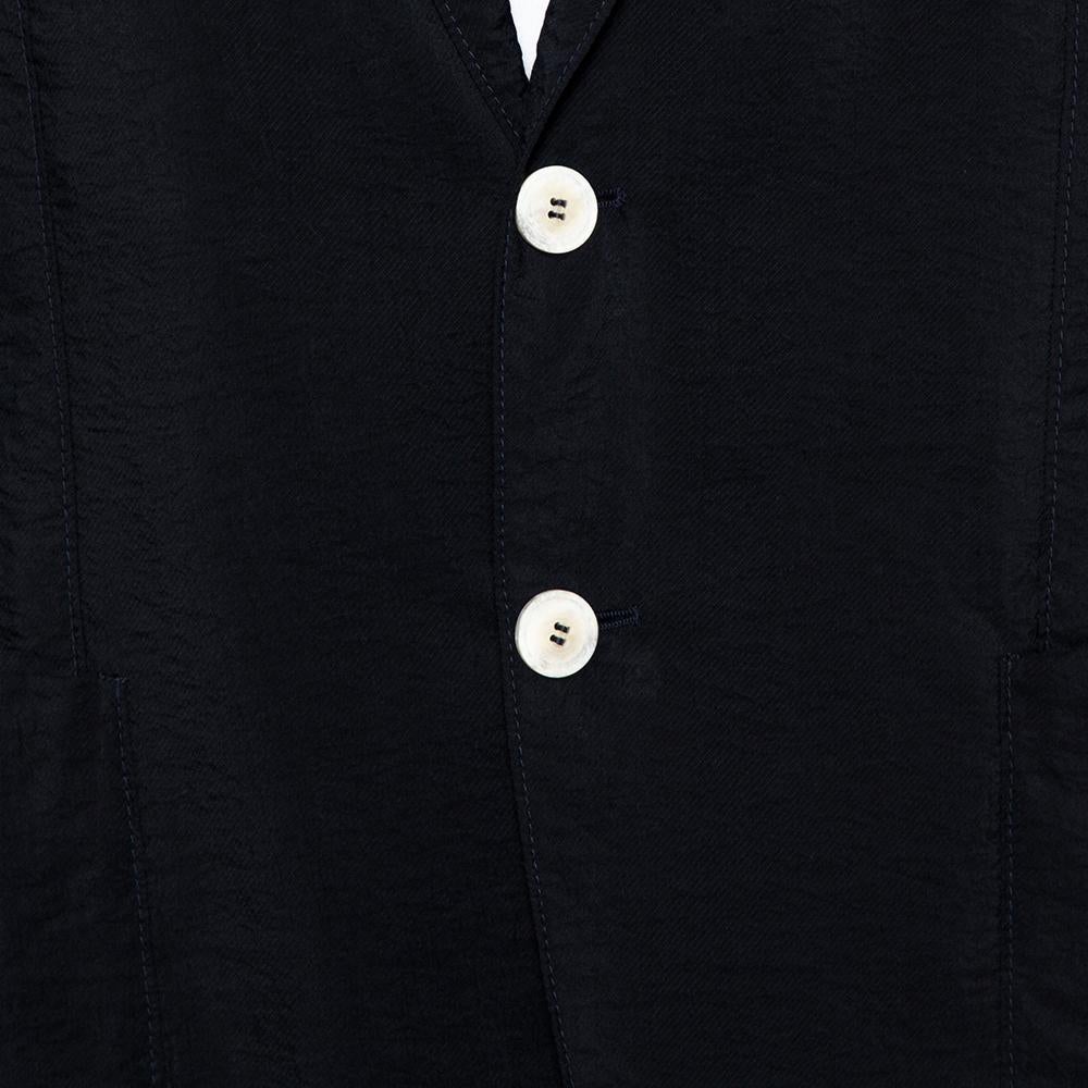 Giorgio Armani Navy Blue Silk Button Front Blazer XXL 1