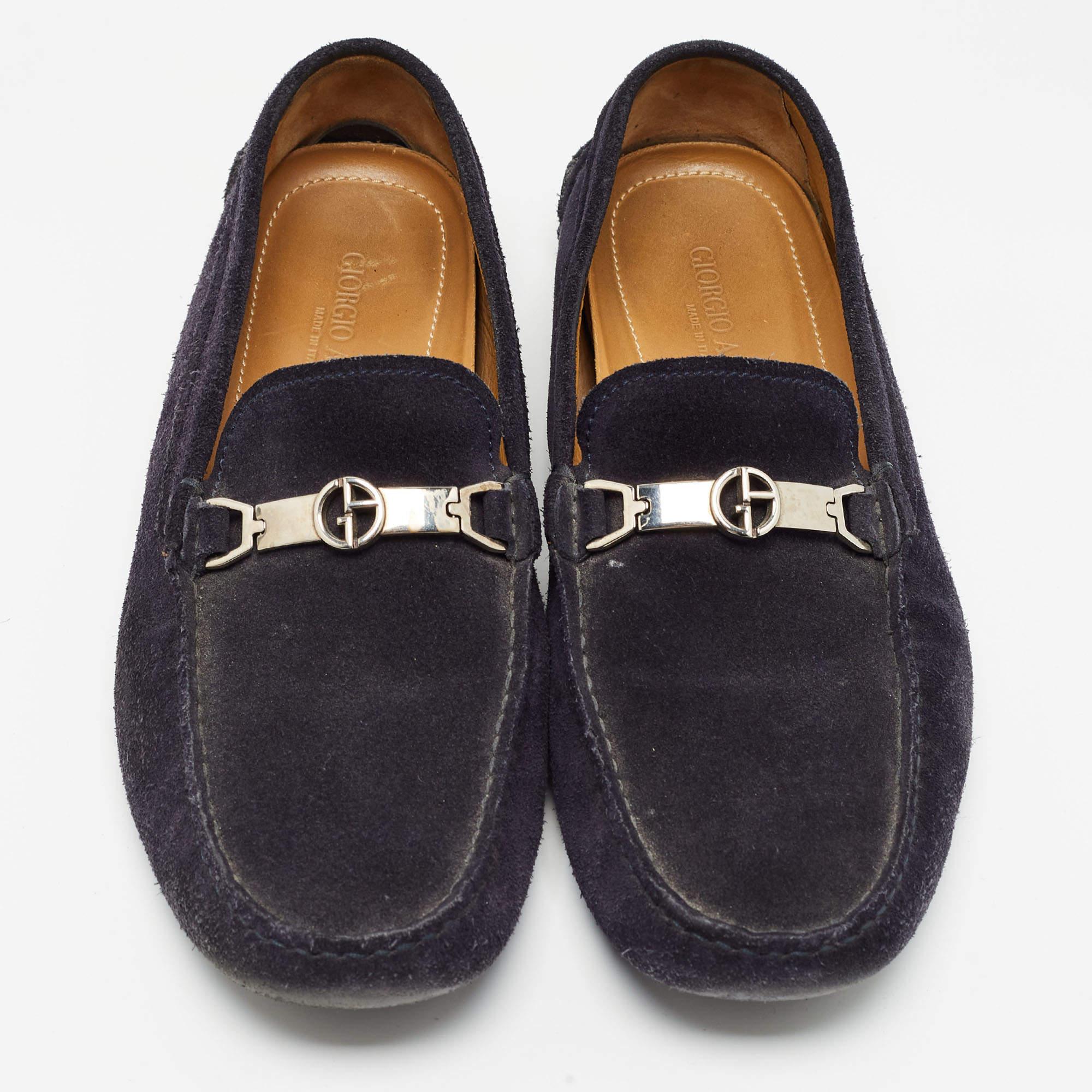 Nero Giorgio Armani Mocassini in pelle scamosciata blu navy misura 43,5