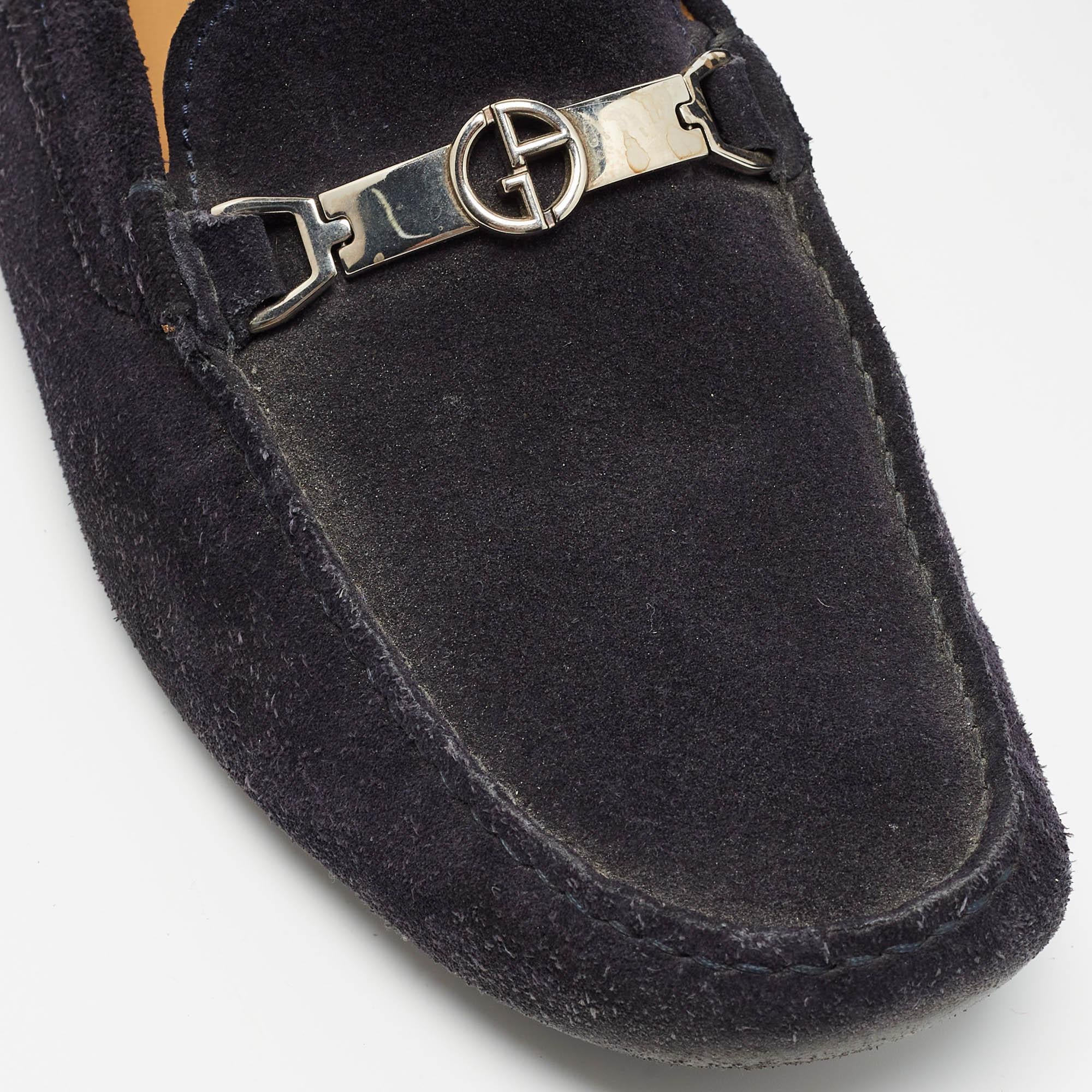 Giorgio Armani Mocassini in pelle scamosciata blu navy misura 43,5 2