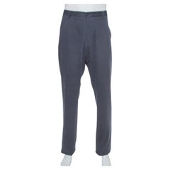 Giorgio Armani Navy Blue Textured Cotton Classic Trousers 4XL