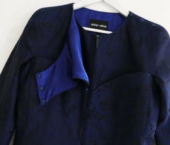 Giorgio Armani Navy Silk Brocade Corset Jacket