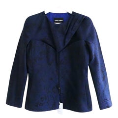 Giorgio Armani Navy Silk Brocade Corset Jacket