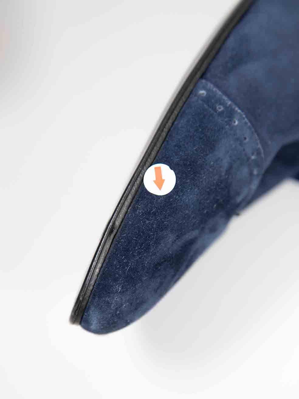 Giorgio Armani - Bottines à boucles en daim bleu marine, taille IT 40 en vente 5