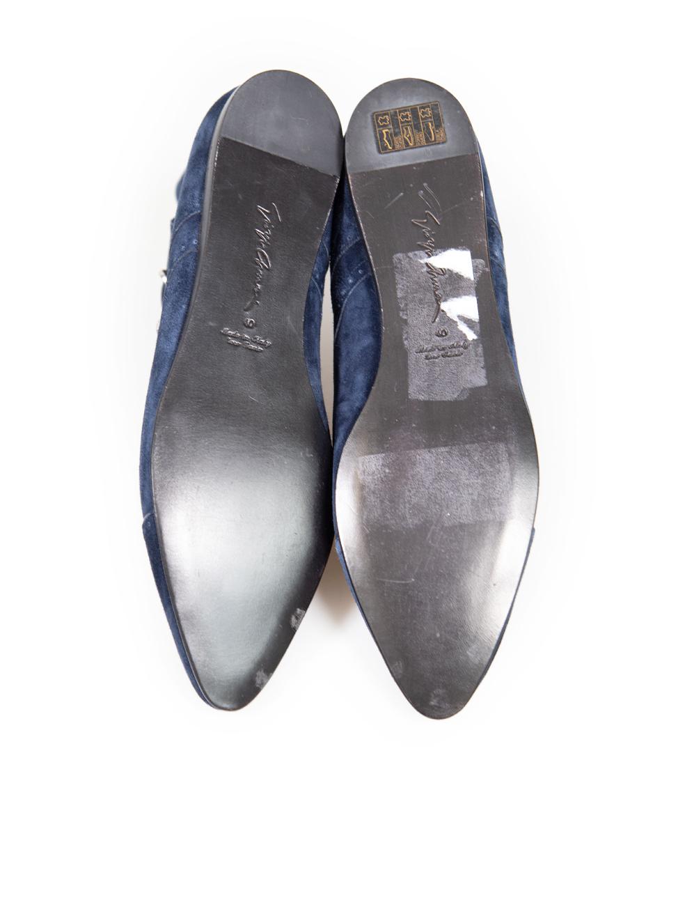 Giorgio Armani - Bottines à boucles en daim bleu marine, taille IT 40 Bon état - En vente à London, GB