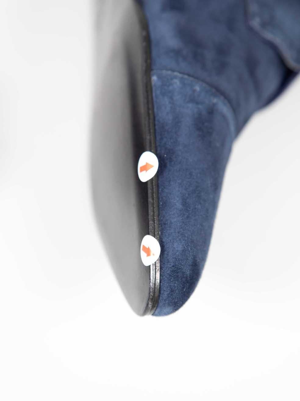 Giorgio Armani - Bottines à boucles en daim bleu marine, taille IT 40 en vente 1