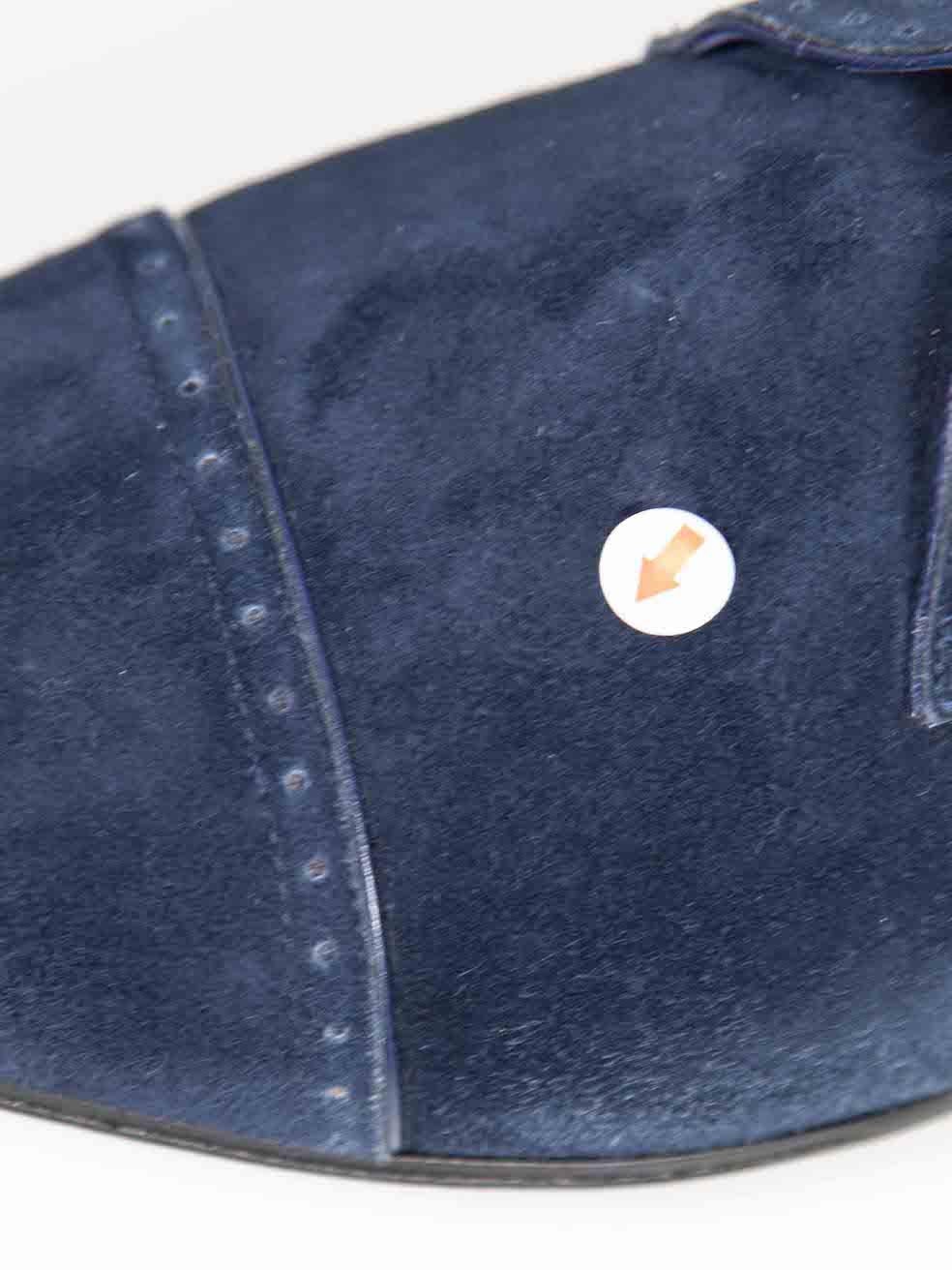 Giorgio Armani - Bottines à boucles en daim bleu marine, taille IT 40 en vente 3