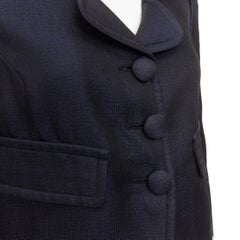 GIORGIO ARMANI navy textured shiny flap pockets cropped evening jacket blazer XL