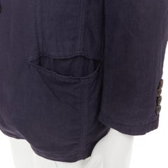 GIORGIO ARMANI navy washed linen cotton  unstructured casual blazer IT46 S
