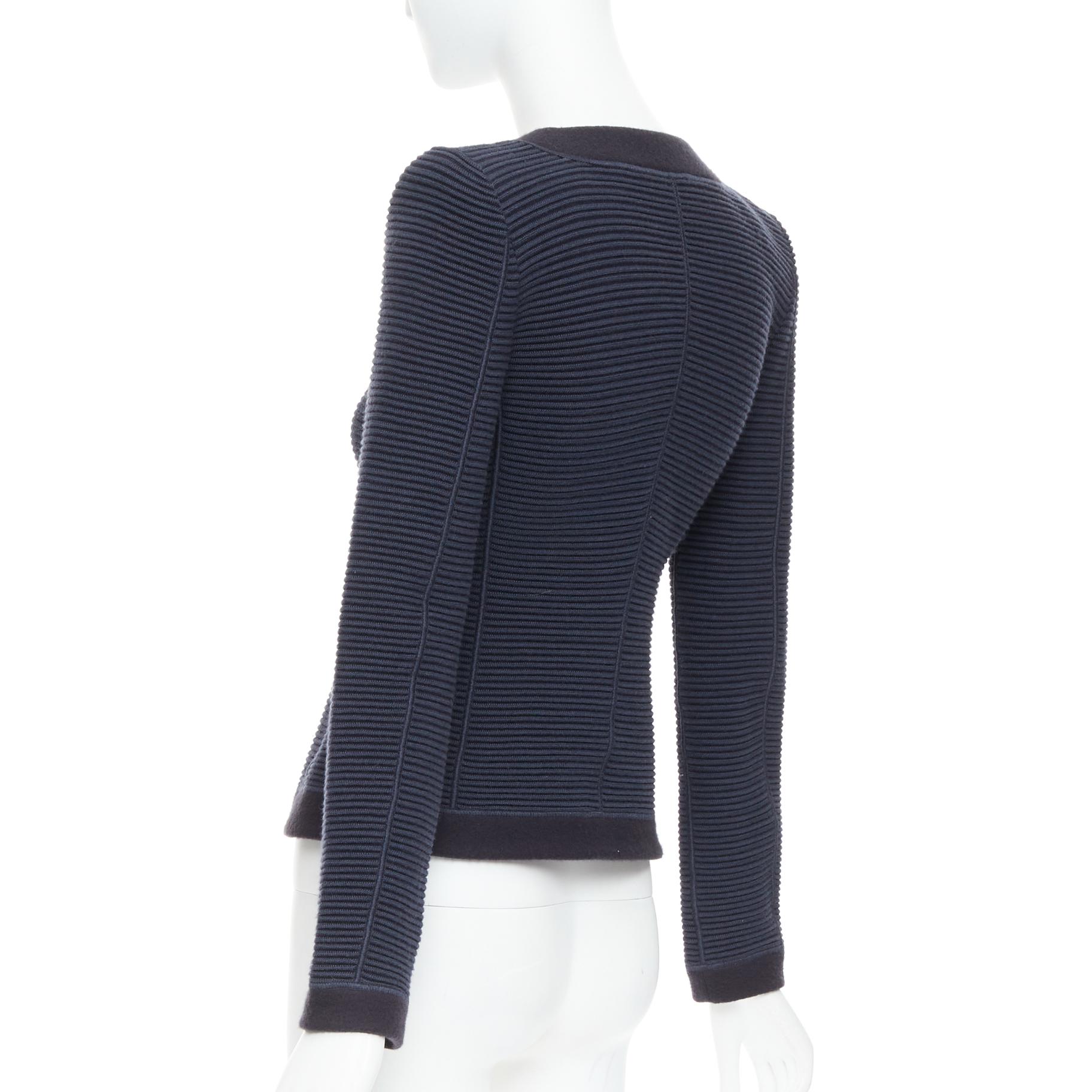 GIORGIO ARMANI navy wool silk cashmere padded knit slim fit jacket IT40 S 1