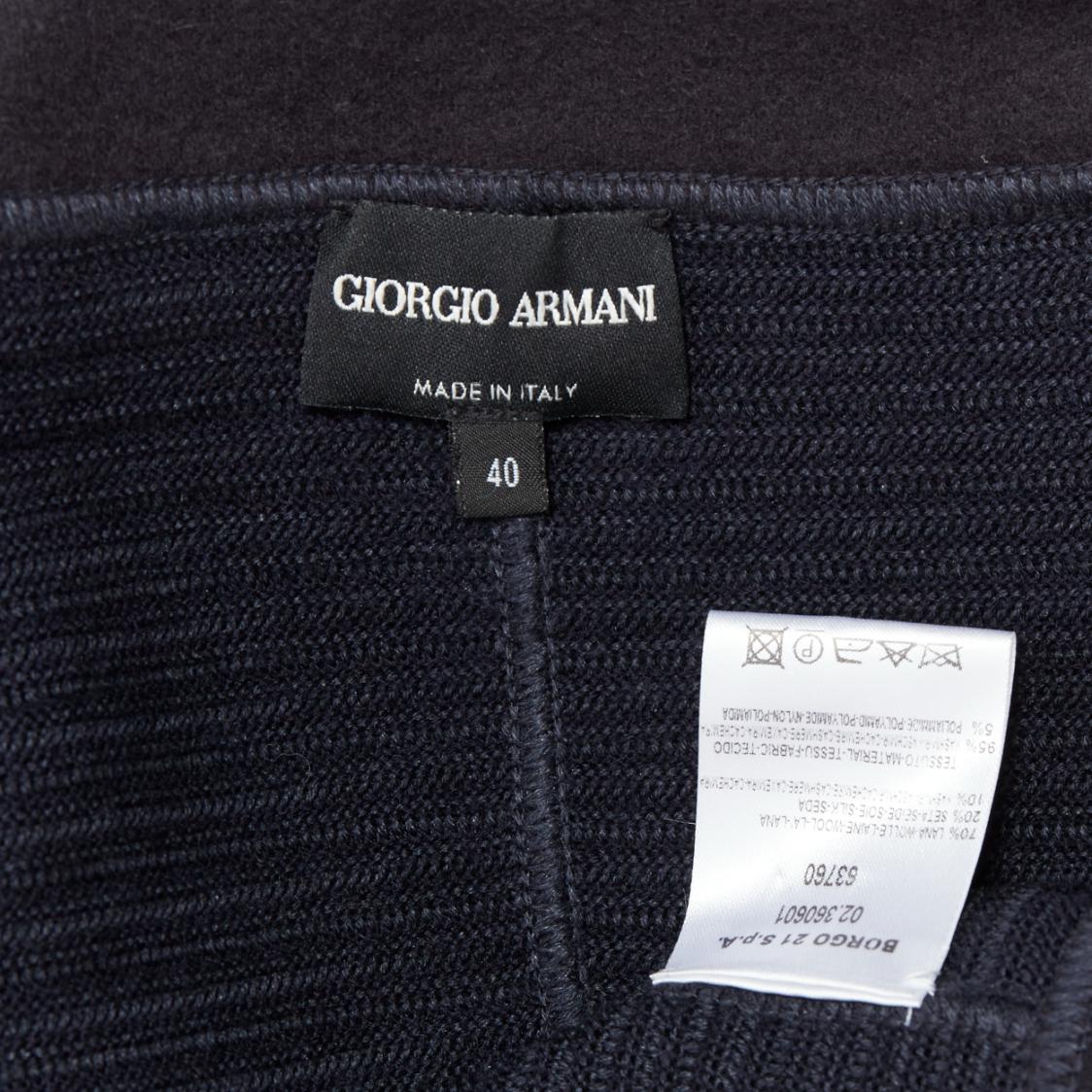 GIORGIO ARMANI navy wool silk cashmere padded knit slim fit jacket IT40 S 3