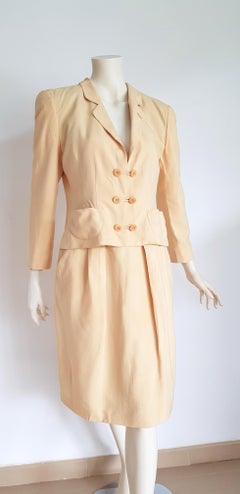 Giorgio ARMANI "New" Beige Yellow tone Silk Jacket Skirt Suit - Unworn