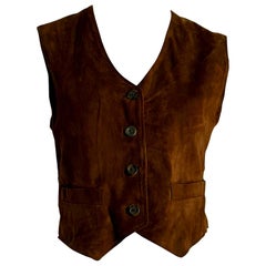 Giorgio ARMANI "New" Brown Suede 4 front Buttons Vest Gilet - Unworn
