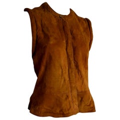 Used Giorgio ARMANI "New" Brown Suede Vest Gilet "Dartagnan" model - Unworn