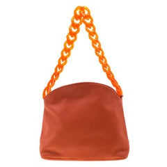 Giorgio Armani Orange Leather and Acrylic Chain Shoulder Bag