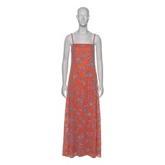 Giorgio Armani Orange Silk Beaded Evening Dress With Organza Overlay, SS 1999