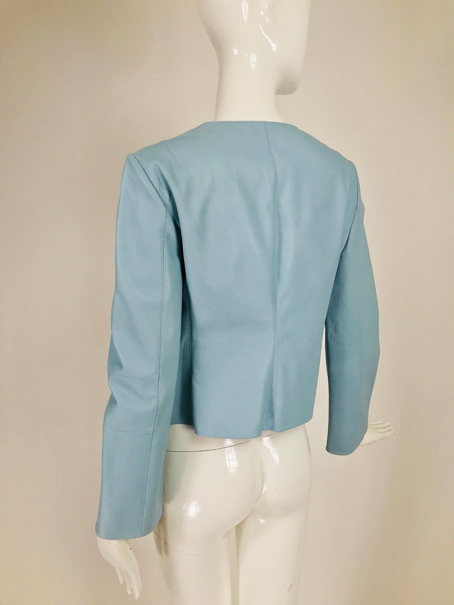 Women's Giorgio Armani Pale Blue Lambskin Jacket 