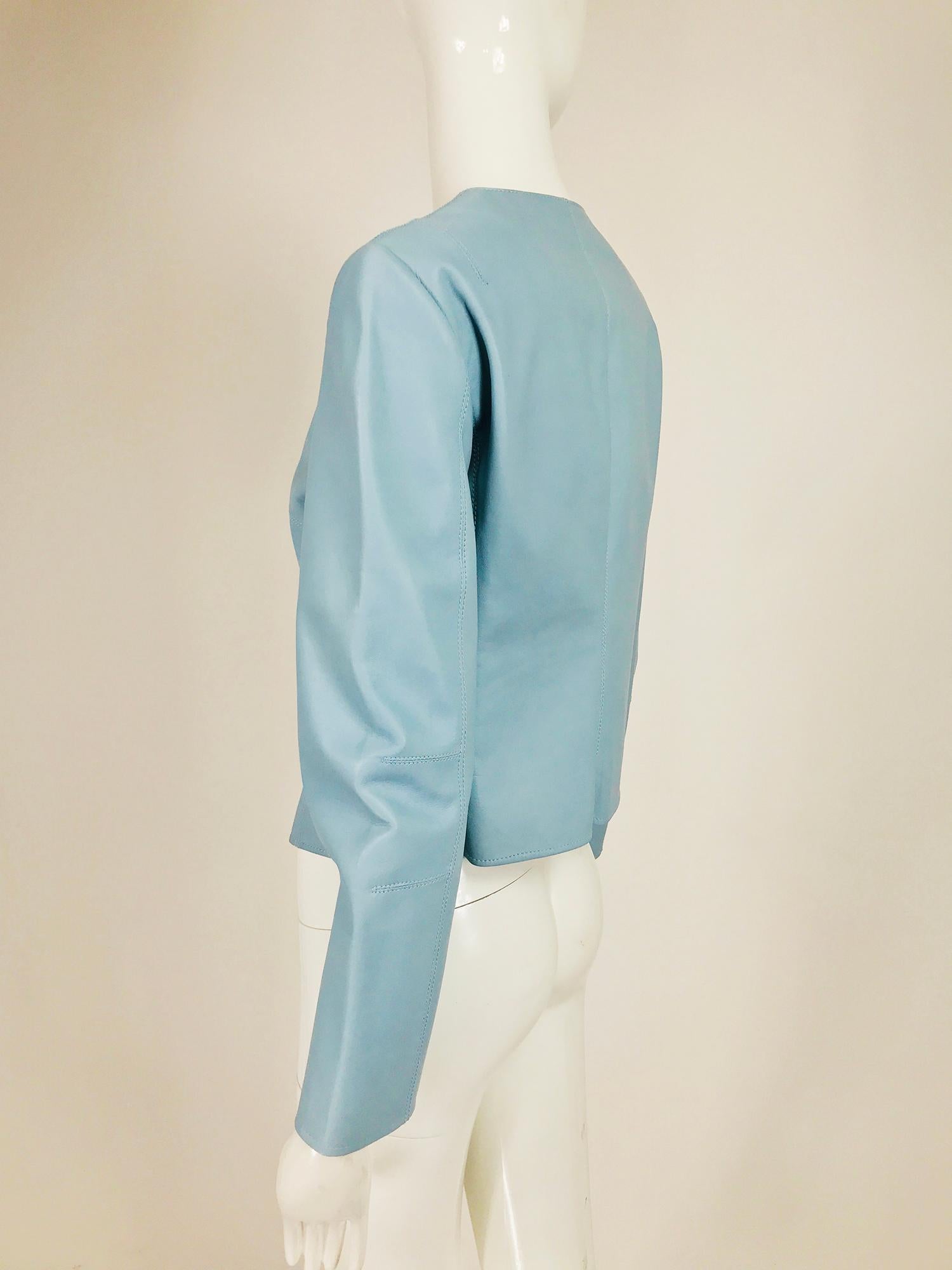 Giorgio Armani Pale Blue Lambskin Jacket  1