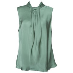 Giorgio Armani Pale Green Silk Draped Sleeveless Blouse XL