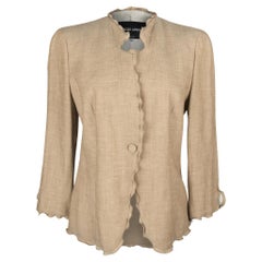Giorgio Armani Pant Suit Neutral Nude Small Ruffle Detail 48 Fits 8 / 10