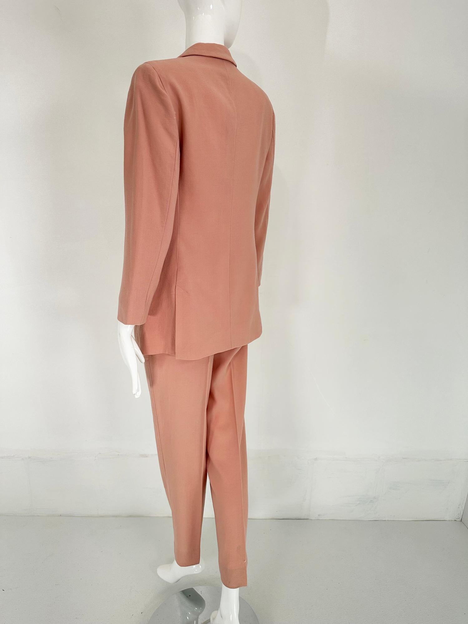 Giorgio Armani Peach Light Wool Double Breasted Pant Set 1990s 4