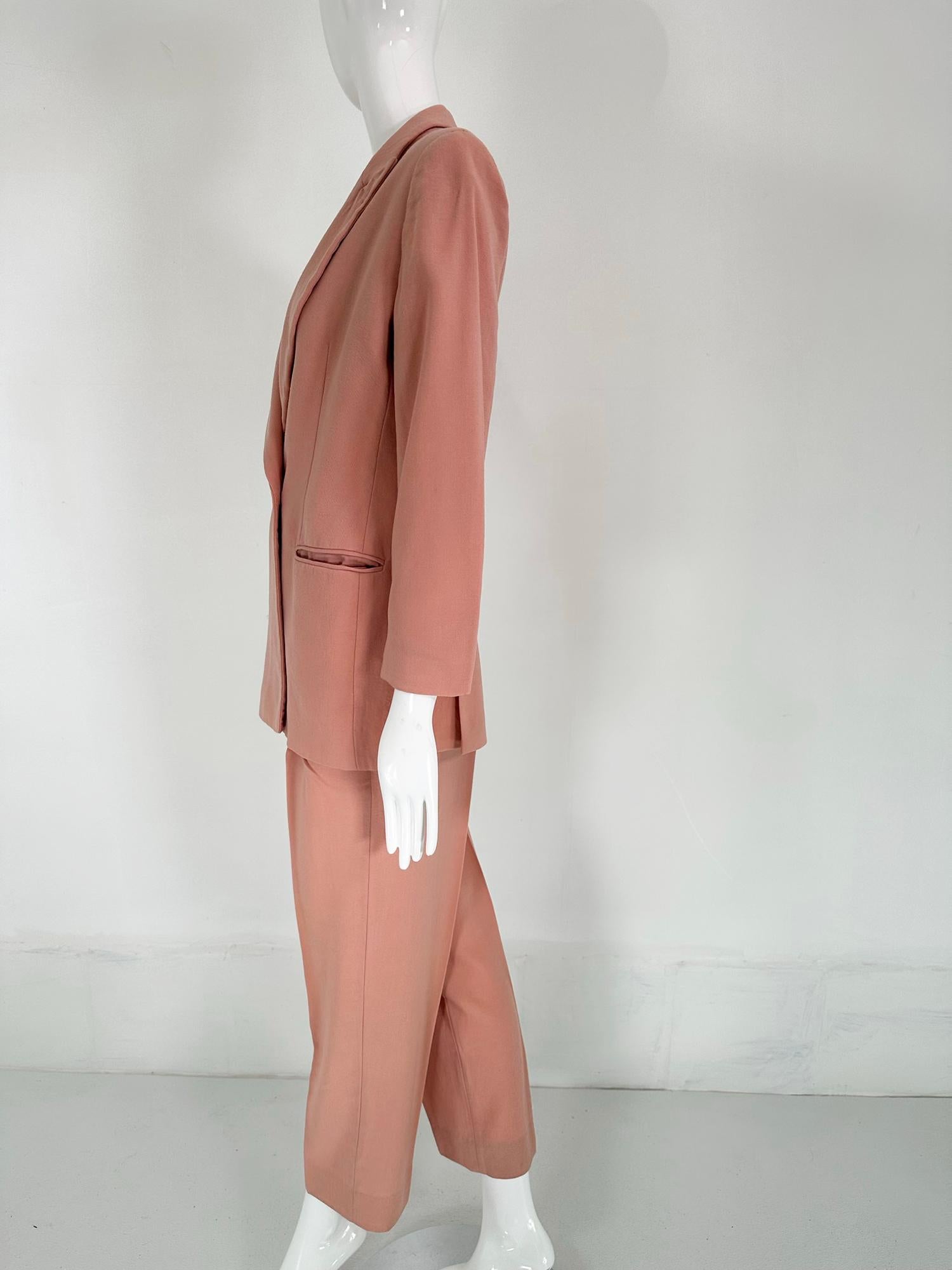 Giorgio Armani Peach Light Wool Double Breasted Pant Set 1990s 6