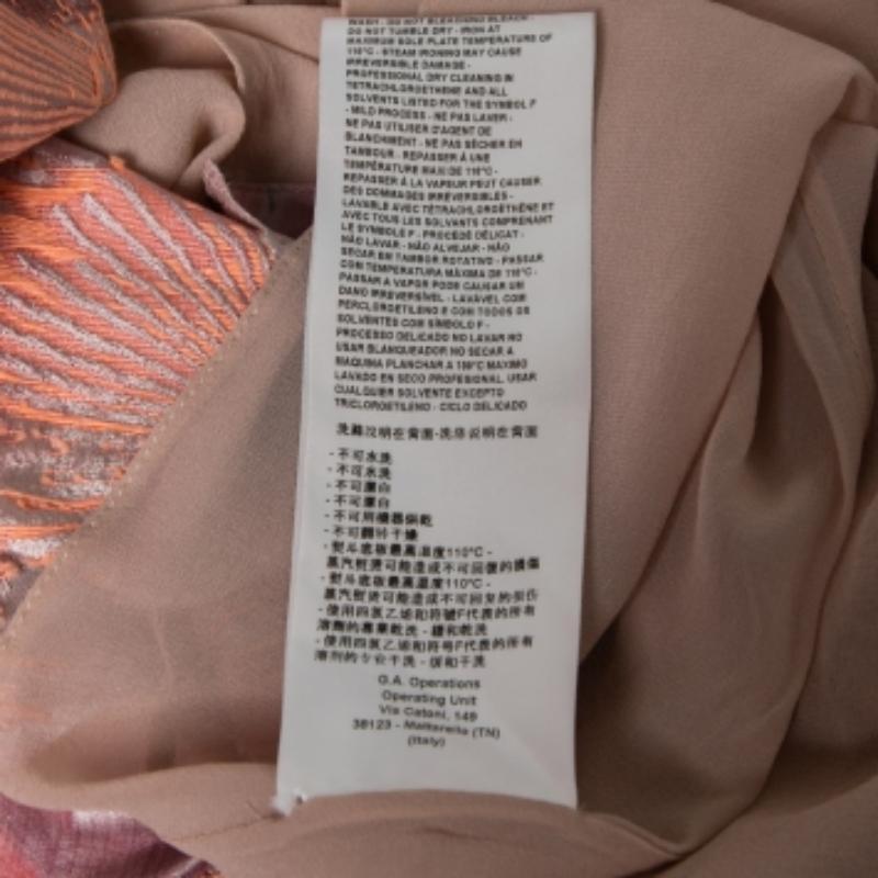 Giorgio Armani Rosa Jacquard Floral Plisado Detalle Vestido S Beige en venta