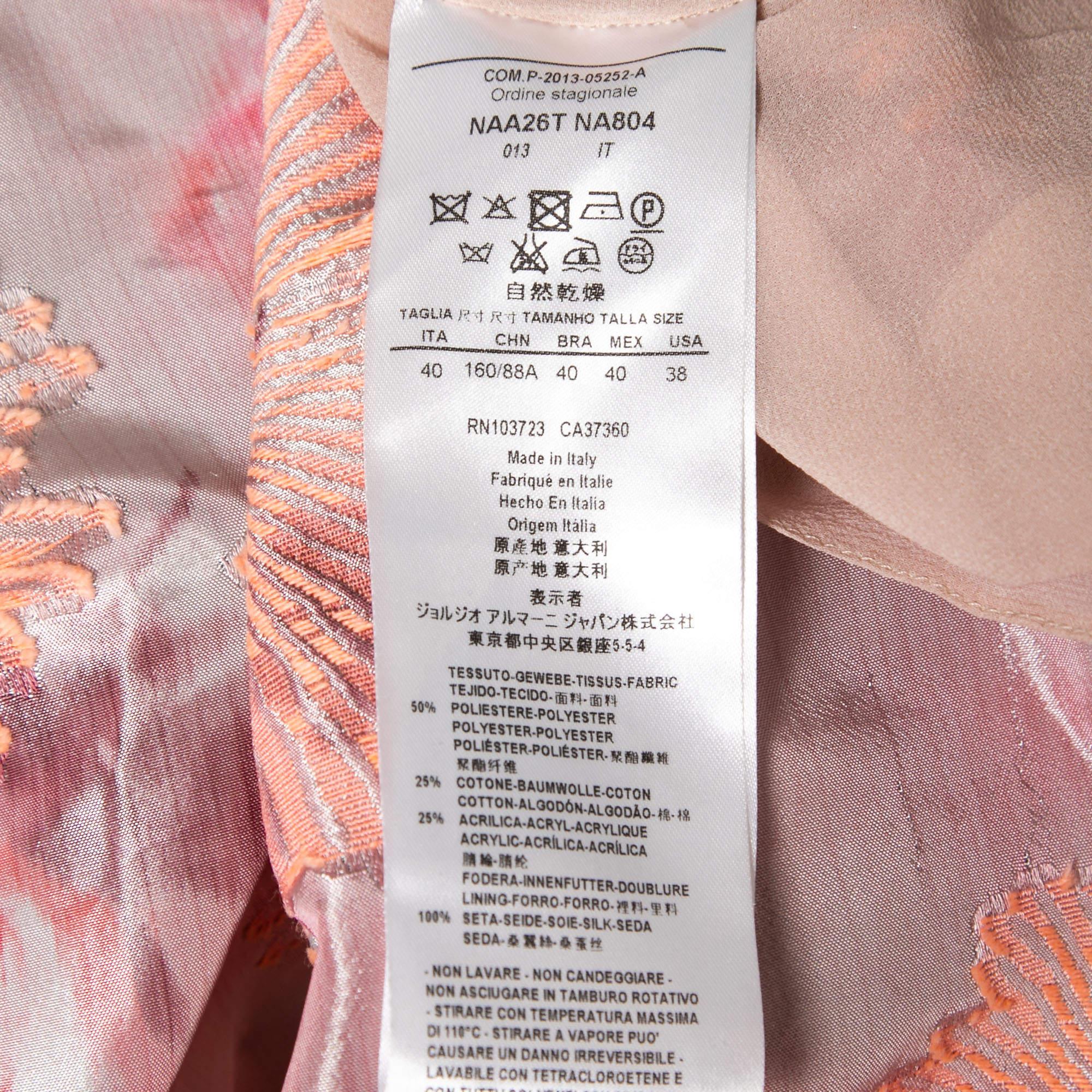 Women's Giorgio Armani Pink Floral Jacquard Pleated Detail Shift Dress S