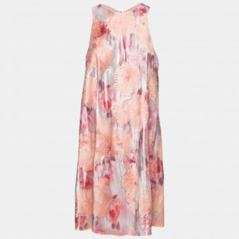 De las mujeres Giorgio Armani Rosa Jacquard Floral Plisado Detalle Vestido S en venta