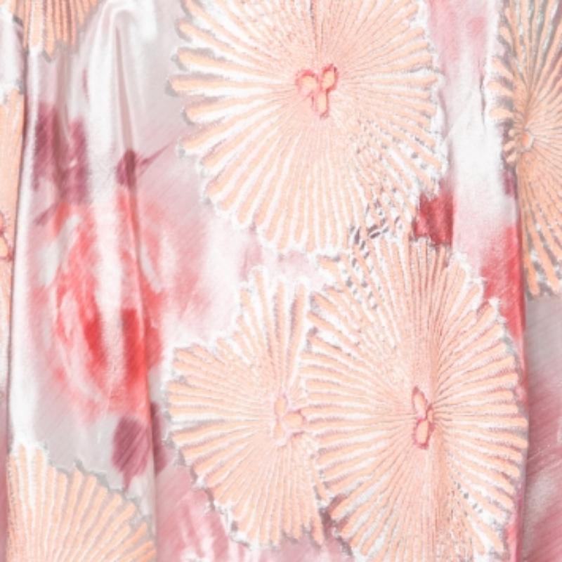 Giorgio Armani Rosa Jacquard Floral Plisado Detalle Vestido S en venta 1
