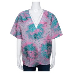 Giorgio Armani Pink Floral Jacquard Silk Blend Oversized Blouse XL