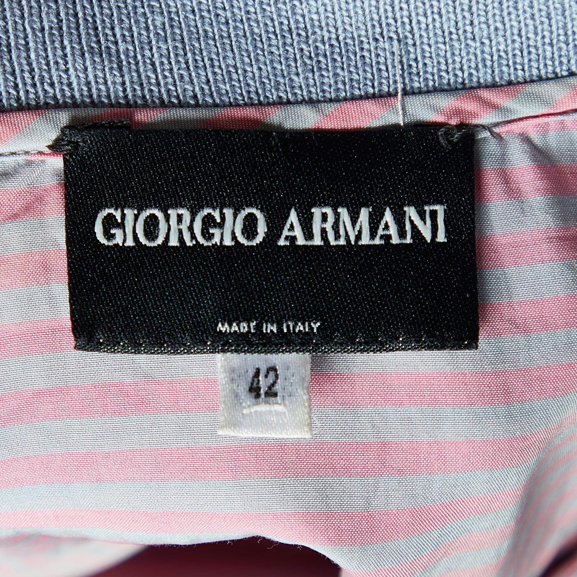 Giorgio Armani Pink Stripe Poplin Half Placket Shirt M In Good Condition For Sale In Dubai, Al Qouz 2