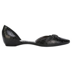 Giorgio Armani Privé Vintage 2000s black leather ballet flats with embossed 