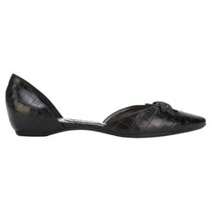 Giorgio Armani Privé Vintage 2000s black leather ballet flats with embossed