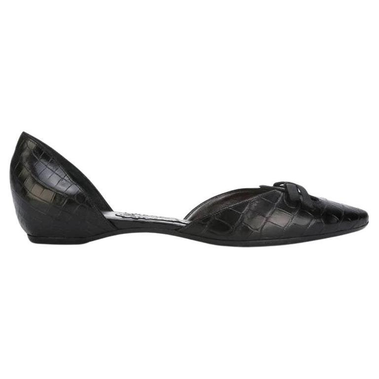 Giorgio Armani Privé Vintage 2000s black leather ballet flats with embossed  For Sale at 1stDibs