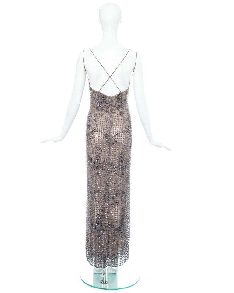 Giorgio Armani purple beaded mesh and embroidered evening dress, ss ...