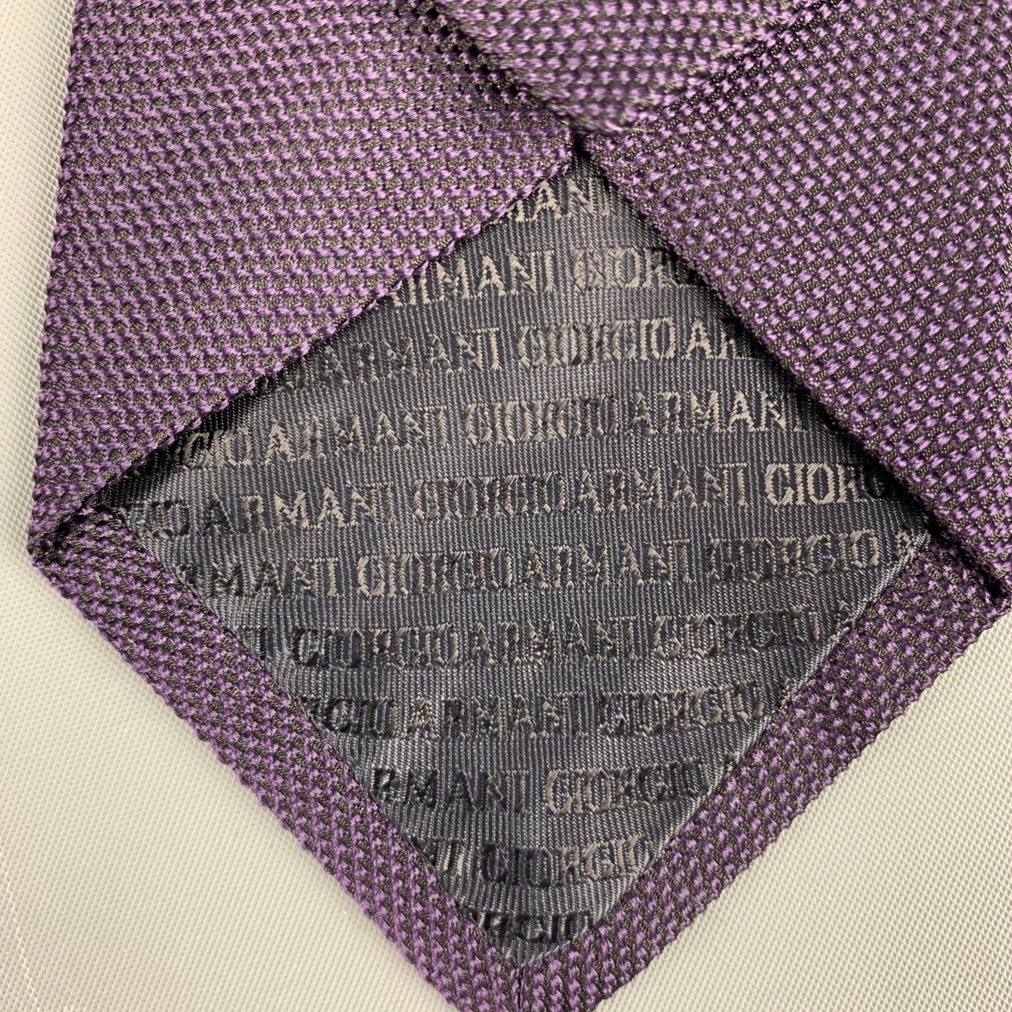 GIORGIO ARMANI Purple Black Textured Silk Tie For Sale 1