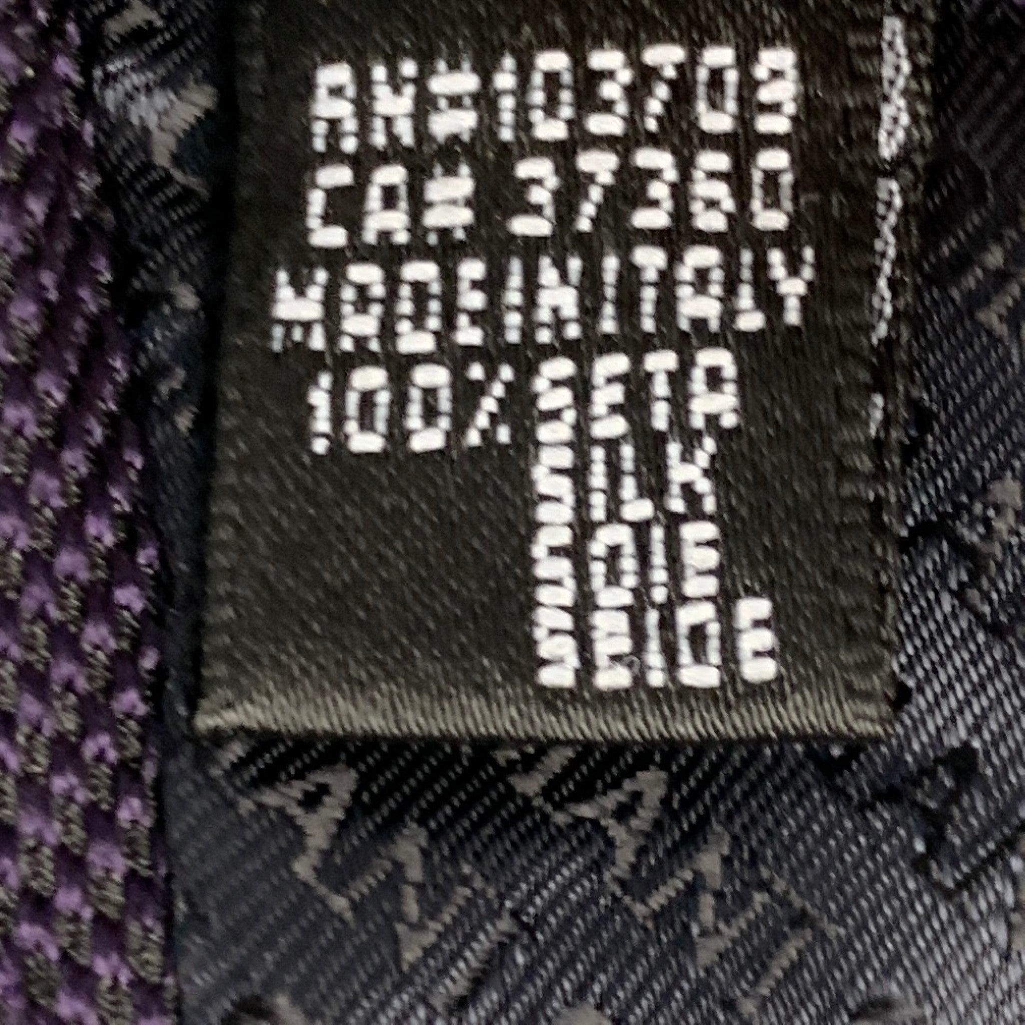 GIORGIO ARMANI Purple Black Textured Silk Tie For Sale 2