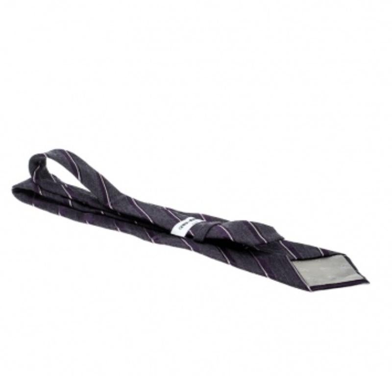 Corbata tradicional de seda y lana con rayas diagonales moradas Giorgio Armani Negro en venta