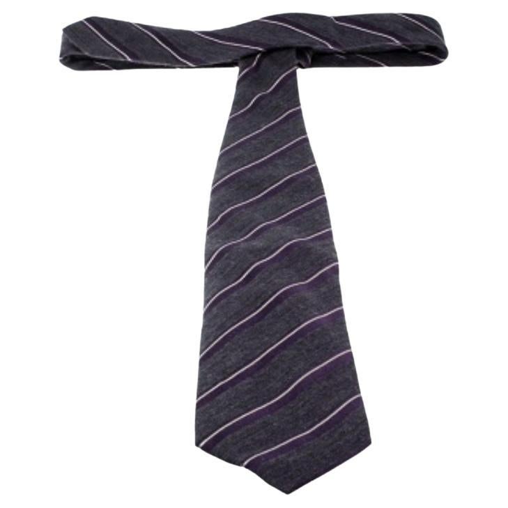 Corbata tradicional de seda y lana con rayas diagonales moradas Giorgio Armani en venta