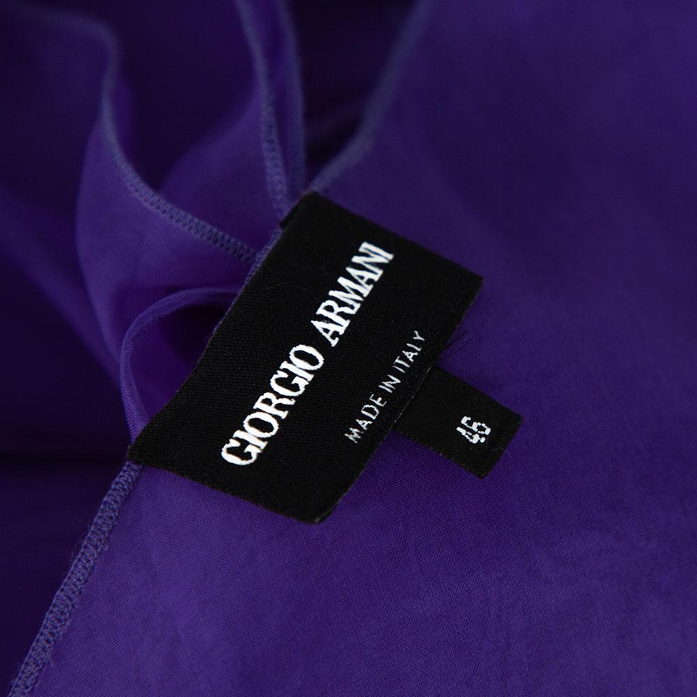 Giorgio Armani Purple Silk Organza Pleated One Shoulder Top L In Good Condition In Dubai, Al Qouz 2