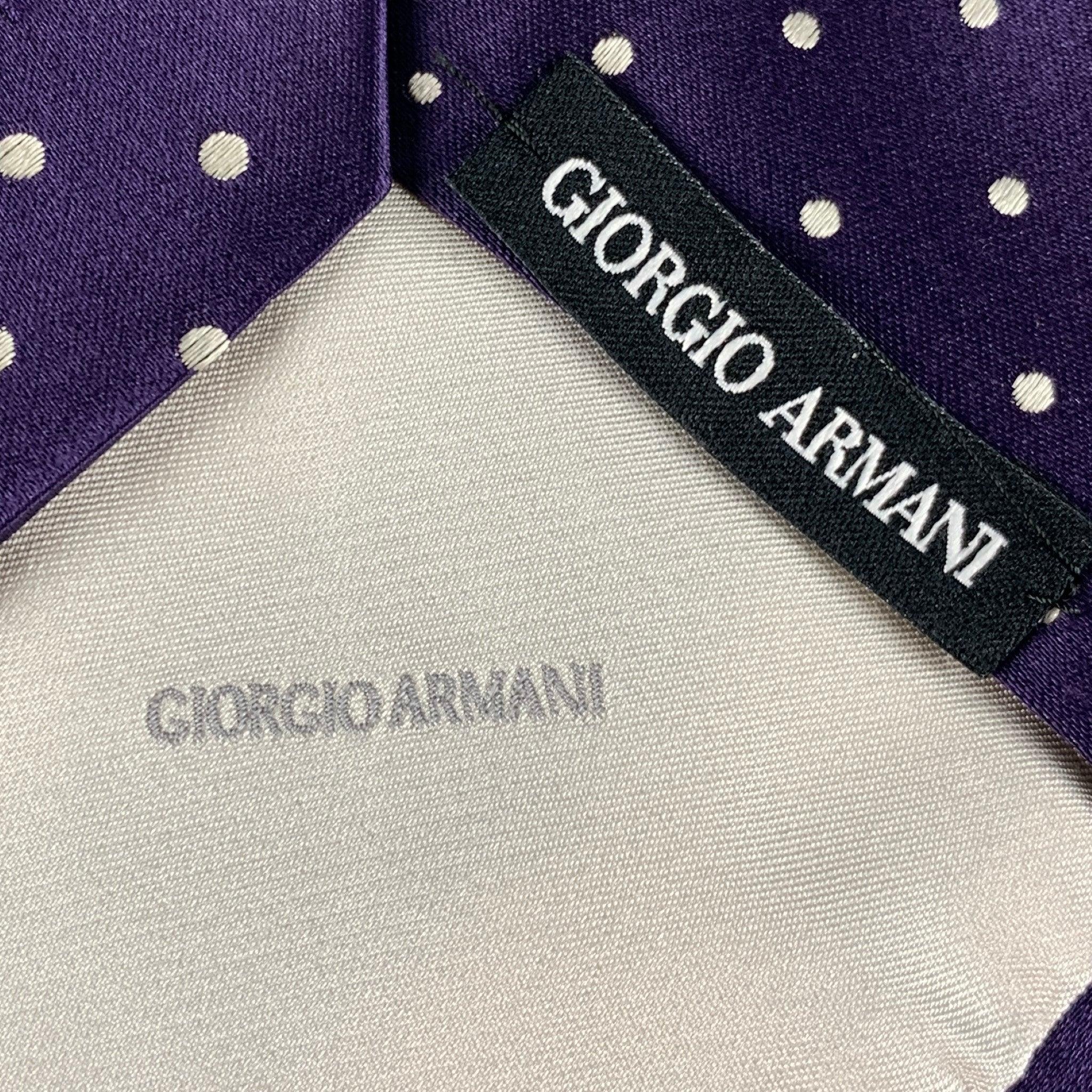 Men's GIORGIO ARMANI Purple White Dots Silk Satin Tie For Sale
