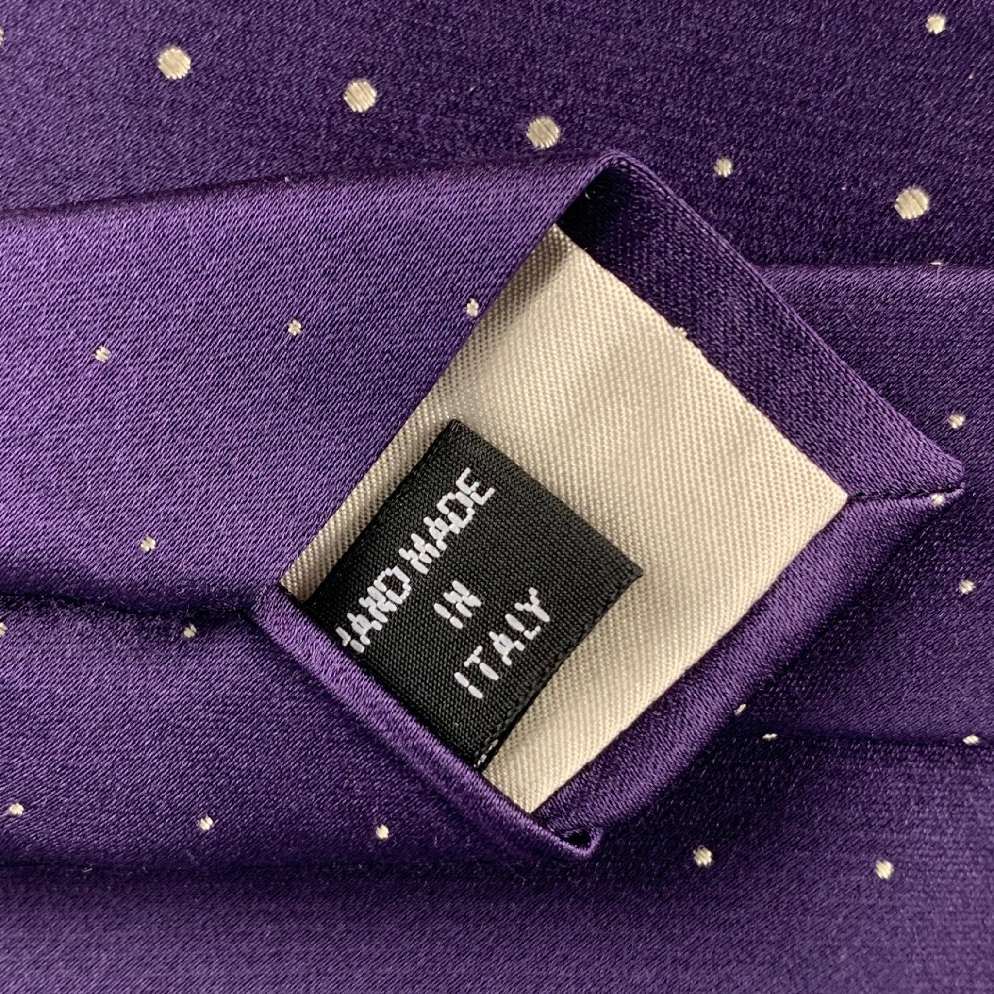 GIORGIO ARMANI Purple White Dots Silk Satin Tie For Sale 1