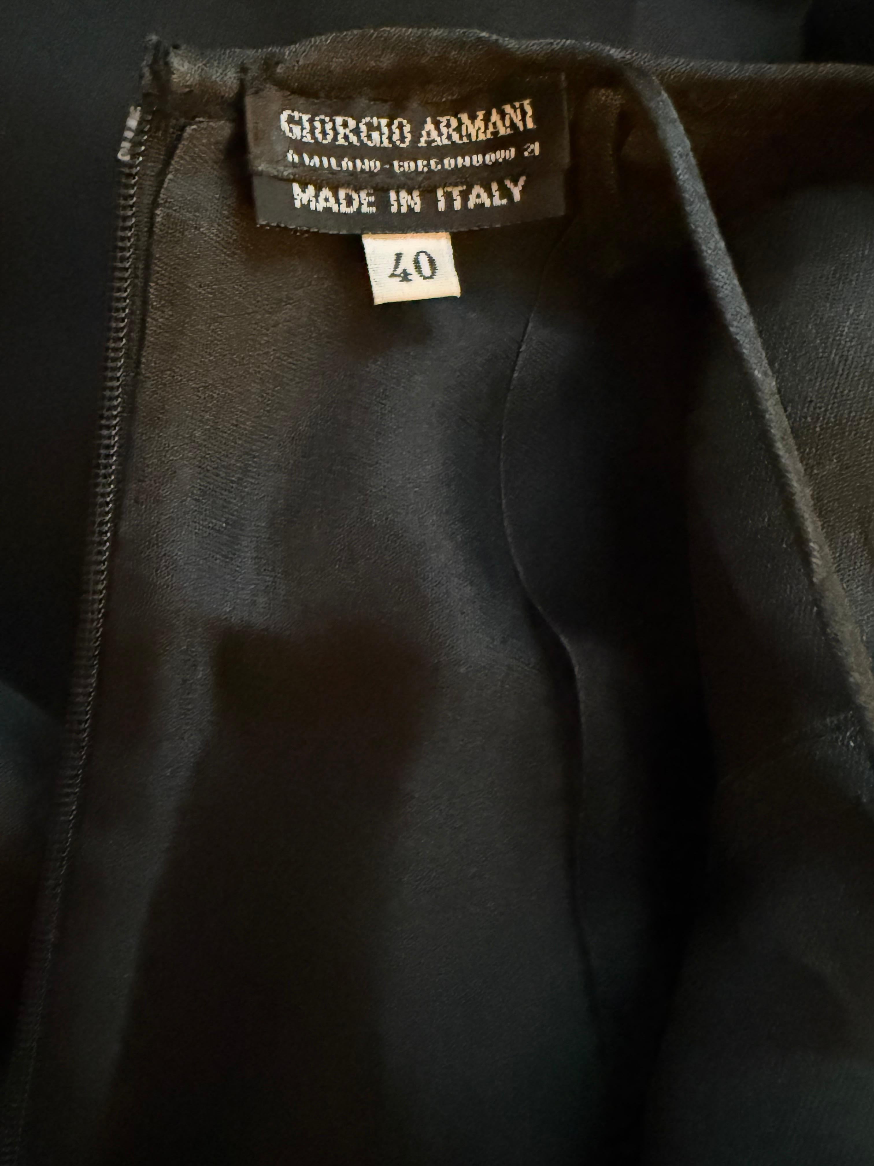 GIORGIO ARMANI Rare Archival Runway S/S 1996 Robe en organza de soie noire en vente 4