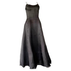 GIORGIO ARMANI Rare Archival Runway S/S 1996 Black Silk Organza Gown