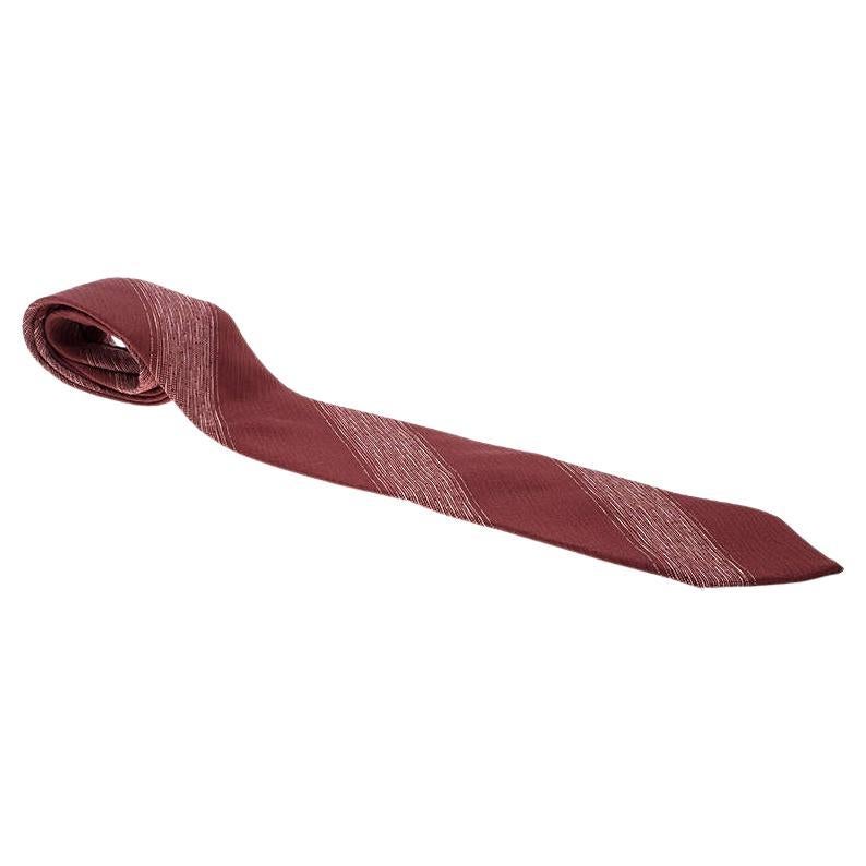 Giorgio Armani Red Contrast Striped Silk Tie For Sale