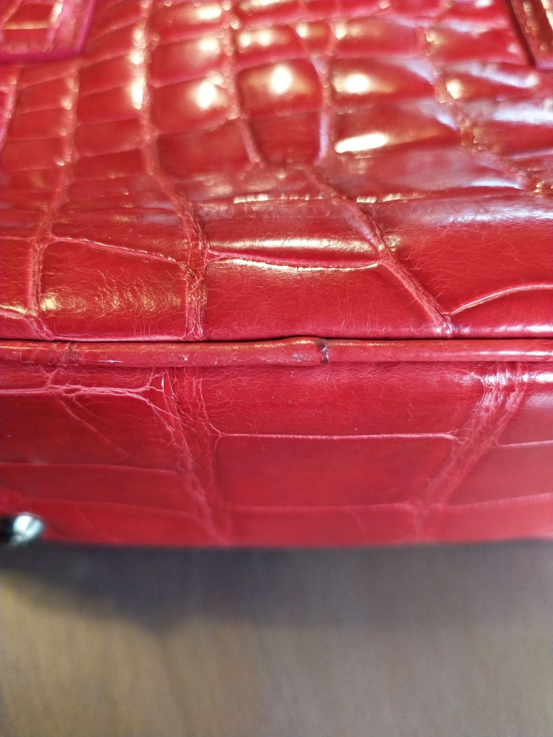 Giorgio Armani Red Crocodile small Handbag For Sale 3