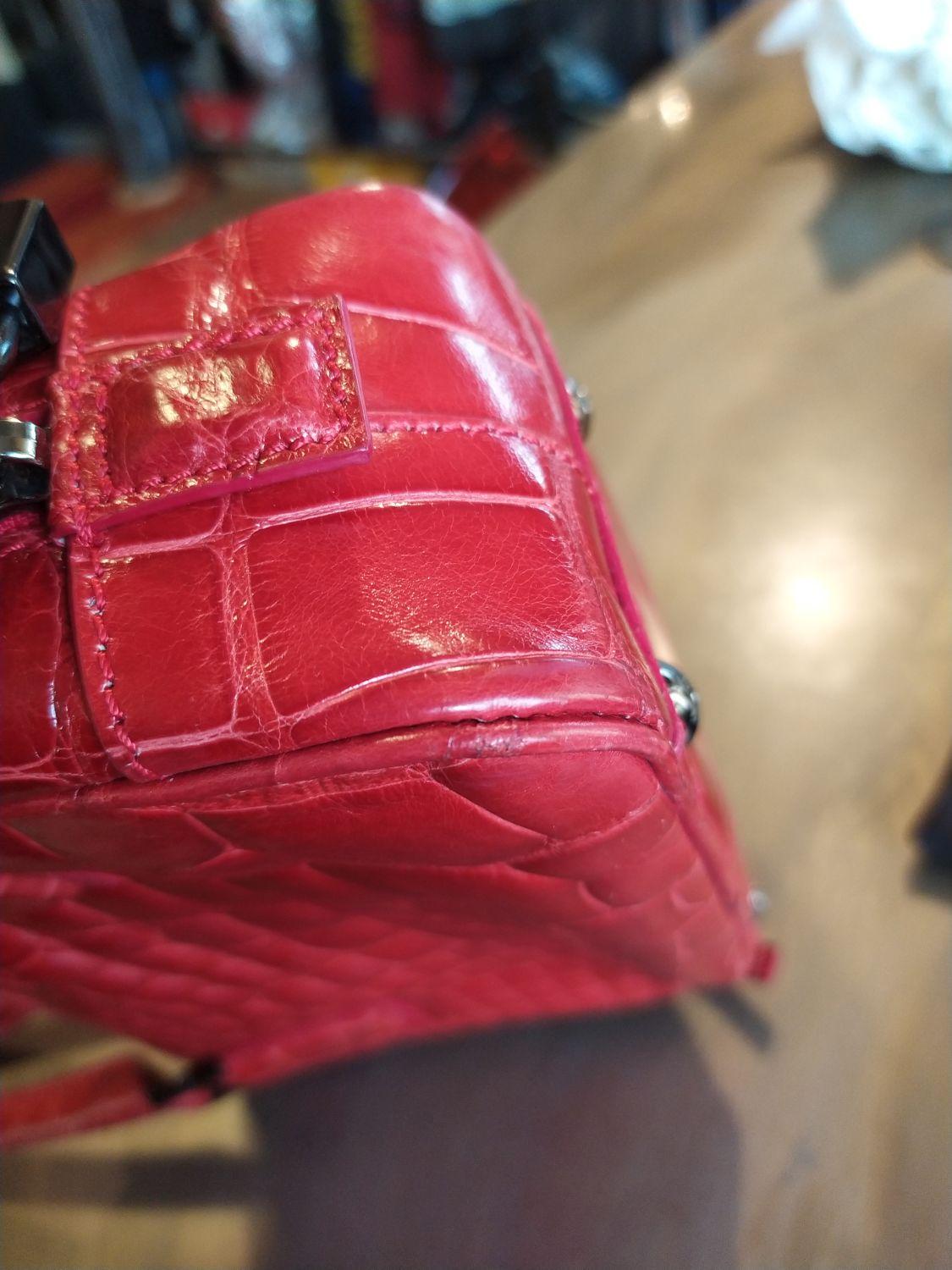 Giorgio Armani Red Crocodile small Handbag For Sale 1